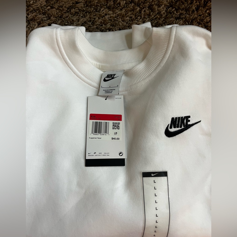 Nike White Crewneck with Black Logo